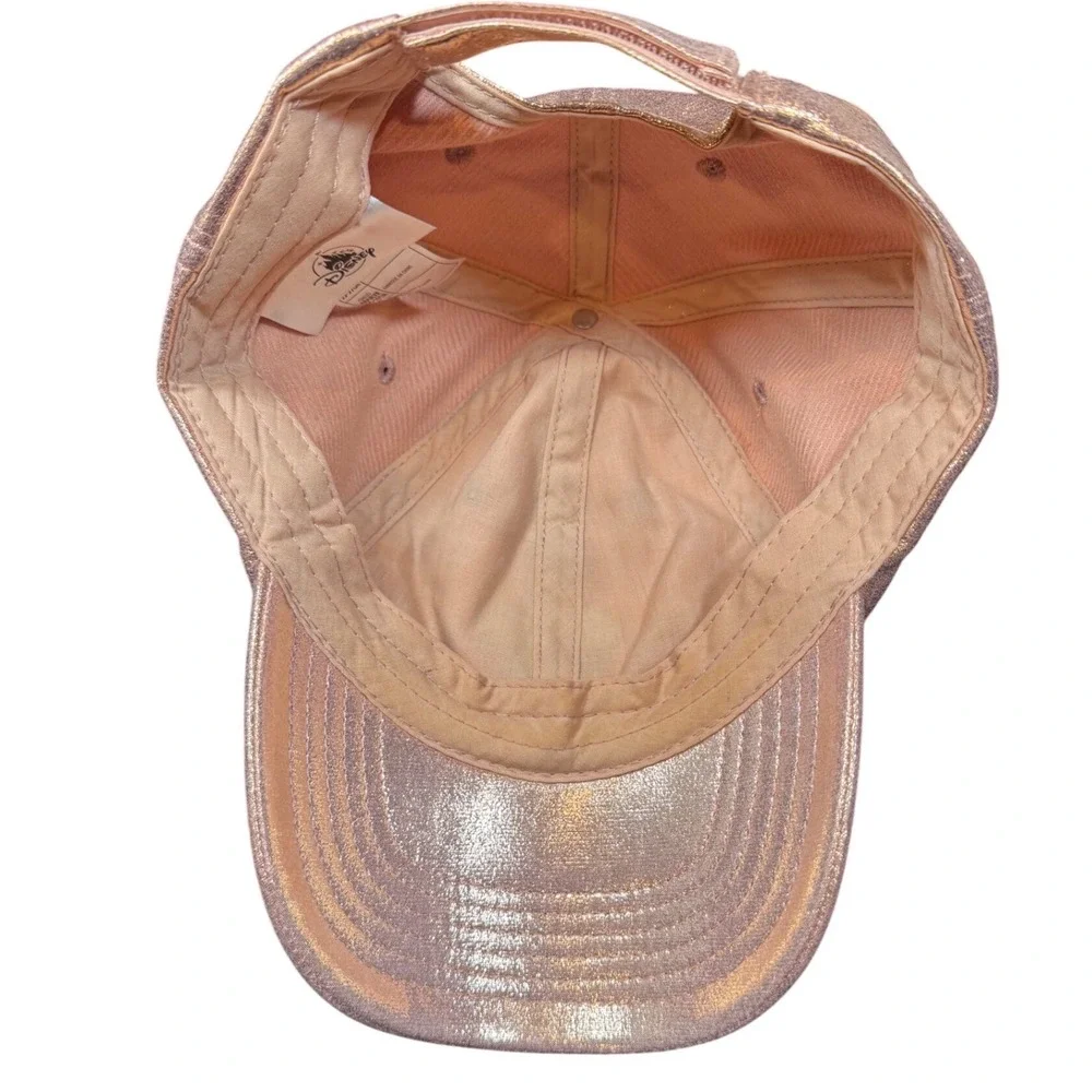 Disney Baseball Cap Rose Gold Metallic Mickey Mouse Sequin Hat